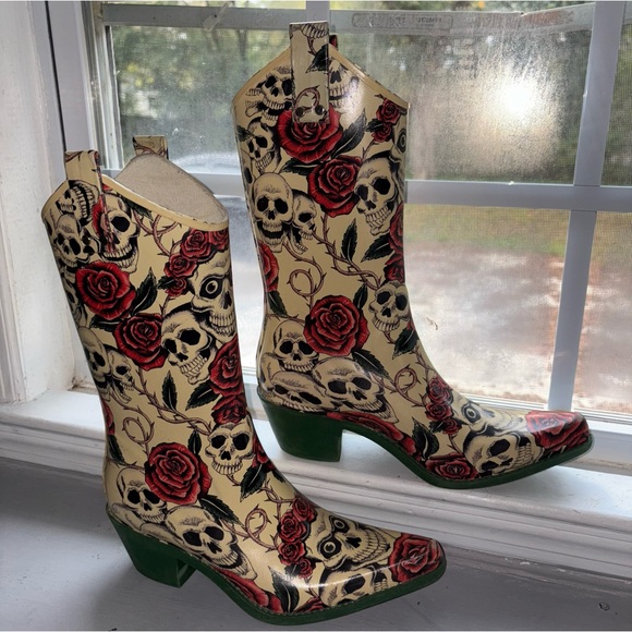 Nomad Dia De Los Muertos  Pointed Snip Toe Rain/ Cowboy Boots - Picture 8 of 12